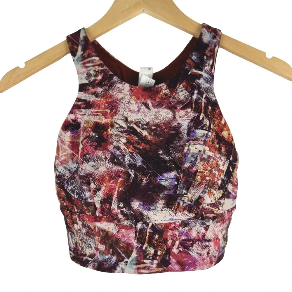 Lululemon Wunder Train Urbantricity Long Line Bra‎ Size 4 Abstract Print